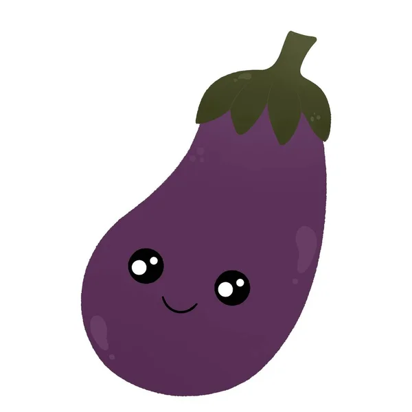 Cute Purple Eggplant Smile — Stock Photo, Image