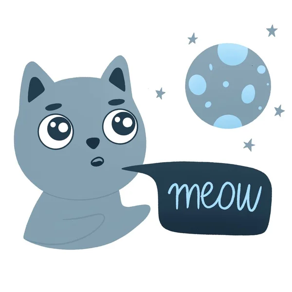 Katze Miaut Zum Mond — Stockfoto