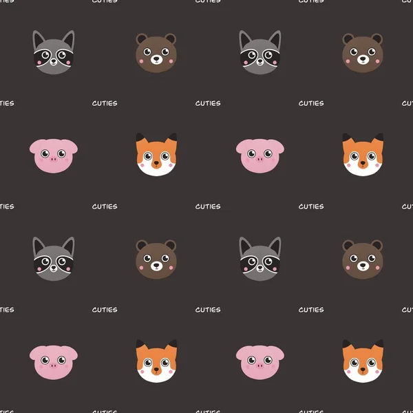 Niedliches Muster Für Kinder Mit Teddybär Fuchs Waschbär Und Schwein — Stockfoto