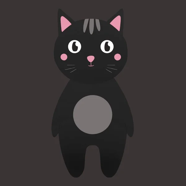 Cute Black Cat Pink Cheeks — Stock Photo, Image