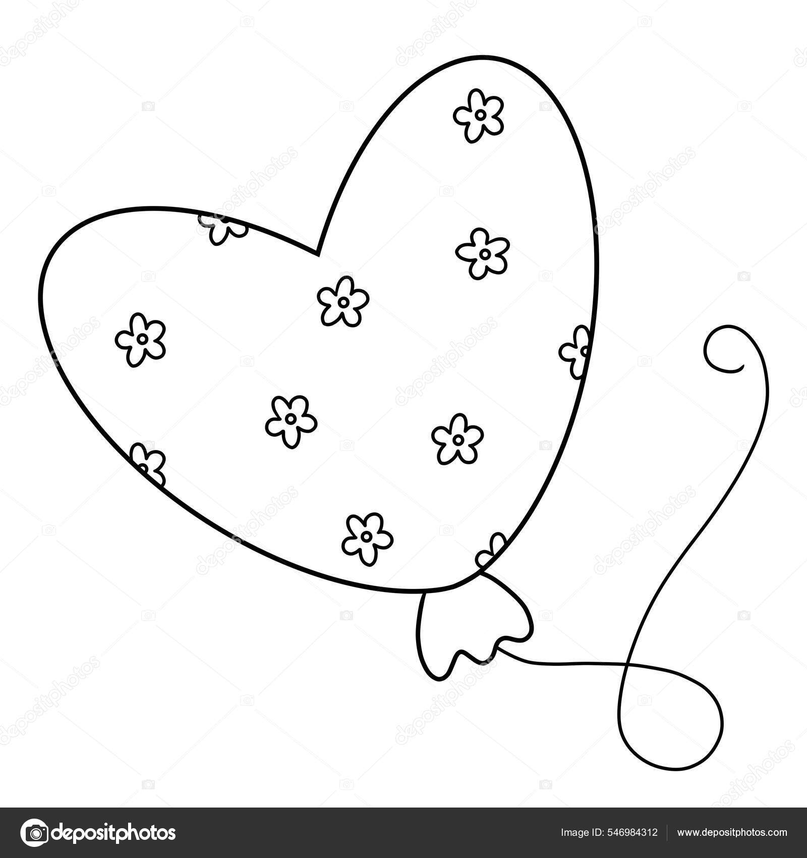Heart-Shaped Hot Air Balloon Coloring Page – Royalty-Free Vector |  VectorStock, image size:1600x1700
