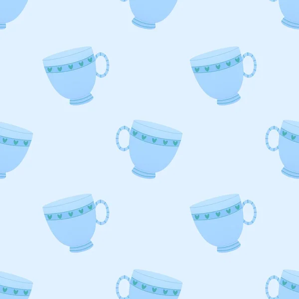 Cute Valentine Day Pattern Cups Lovers — Stock Photo, Image