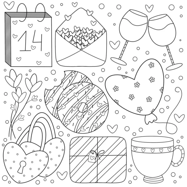 Valentine Coloring Book Cute Light Stickerpack Valentines Day — Stock Photo, Image
