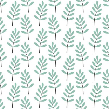 çiçek deseni - hafif arkaplanda sevimli bitki yaprakları