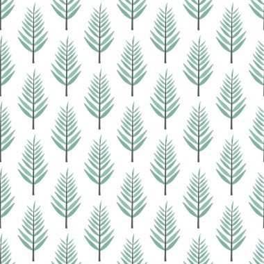 Güzel çiçek deseni - beyaz arka planda sevimli yeşil yapraklar