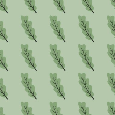 Basit bir çiçek deseni. Açık yeşil arka planda bir bitkinin güzel yaprakları.