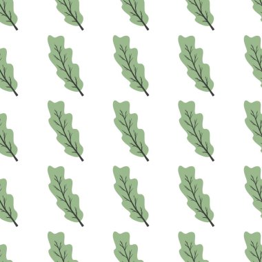 Basit bir çiçek deseni. Beyaz arka planda bir bitkinin güzel yeşil yaprakları.