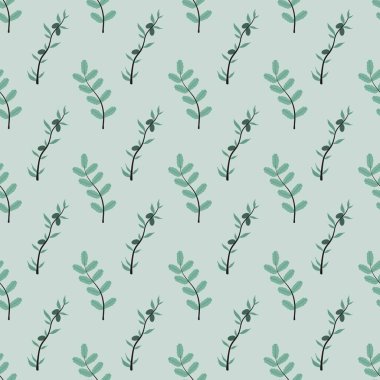 çiçek deseni - hafif arkaplanda sevimli bitki yaprakları