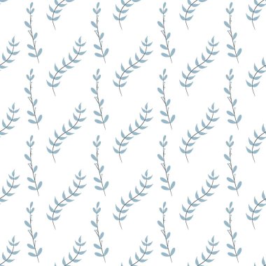 çiçek deseni - beyaz arkaplanda sevimli yeşil bitki yaprakları