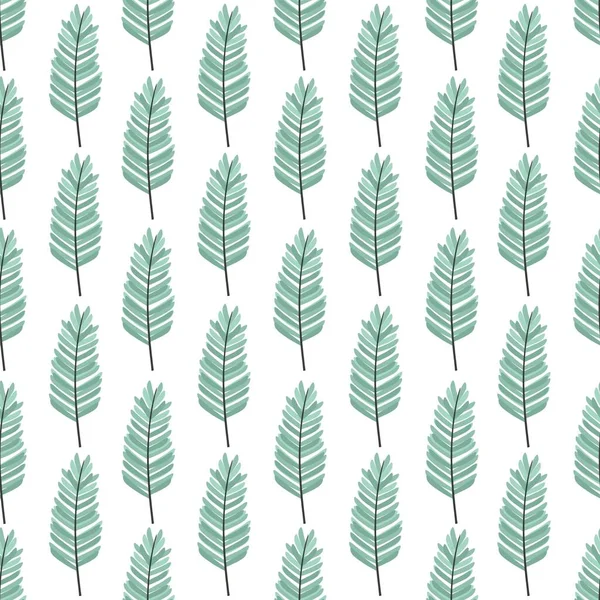 Güzel çiçek deseni - beyaz arka planda sevimli yeşil yapraklar