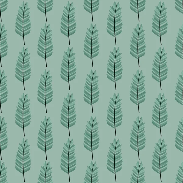 Mooie Bloem Patroon Schattige Groene Plant Bladeren Een Groene Achtergrond — Stockfoto