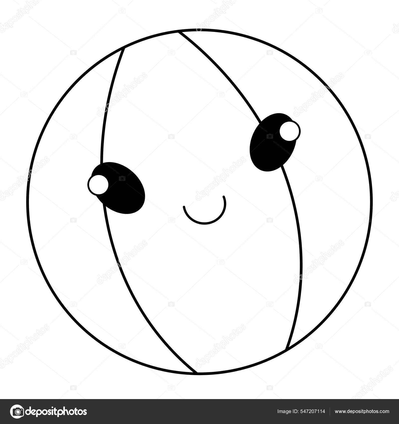 Bonito Infantil Verão Colorir Página Sorrindo Bola — Foto © dianahaharina  #547207114, image size:1600x1700