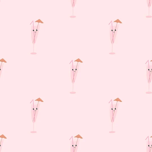 Милый Летний Узор Детей Смузи Розовом Фоне — стоковое фото