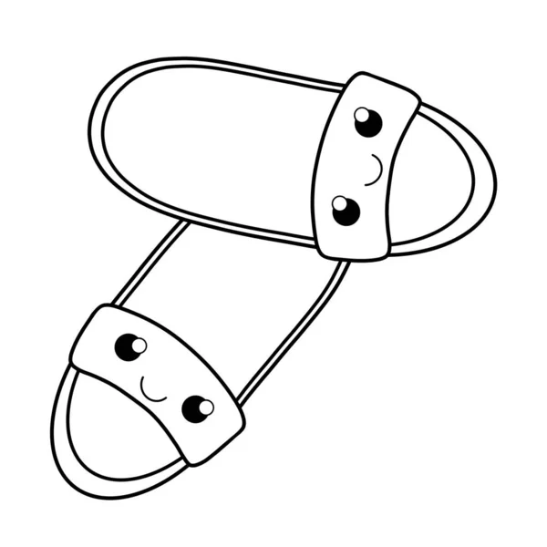 Cute Childish Summer Coloring Page Slippers — Stock Photo, Image