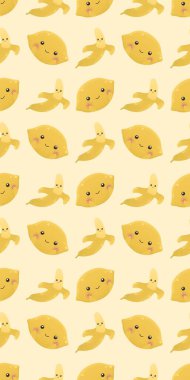 Şirin muz ve limon deseni