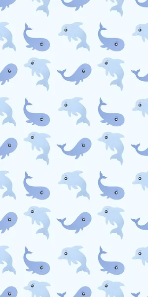 Ładny Wzór Wielorybów Delfinów — Zdjęcie stockowe