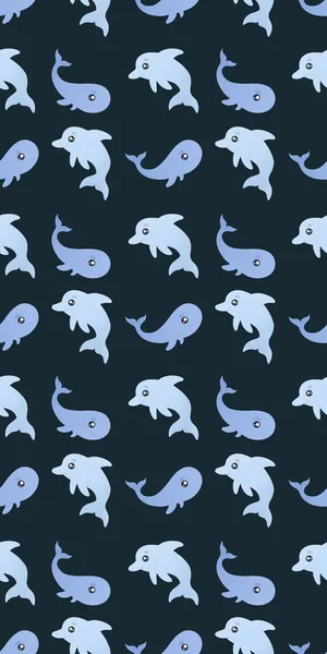 Schattig Patroon Met Walvis Dolfijn — Stockfoto