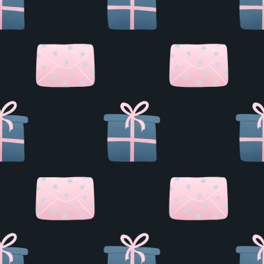 Yeni yıl hediyeleri ve mektuplarıyla kış şablonu