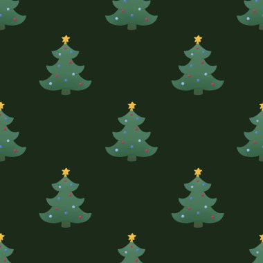 Noel ağacı ve oyuncaklarla kış deseni