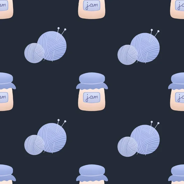 Winter Pattern Yarn Jars Jam — Stock Photo, Image