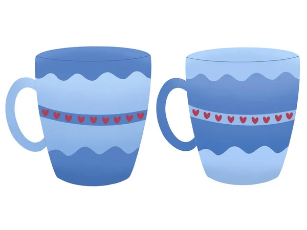 Leuke Illustratie Met Blauwe Cups — Stockfoto