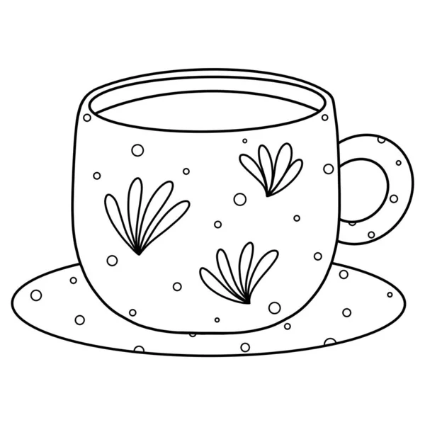 Coloring Page Winter Illustration Hot Drink — Stock Photo, Image