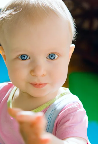 Cute baby girl with blue eyes — Stock Photo, Image