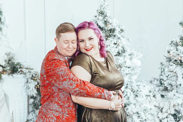 Pareja Lesbiana Lgbtq Celebrando Navidad Año Nuevo Vacaciones Invierno Juntos — Foto de Stock
