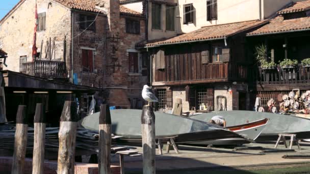 Βενετία Ιταλία Σεπτεμβρίου 2021 Γόνδολες Ναυπηγείο Της Γόνδολας Στο Squero — Αρχείο Βίντεο