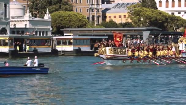 Venice Italy September 2021 Regata Storica Historical Regatta Canal Grande — Stock Video