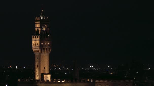 Skyline Van Florence Met Palazzo Della Signoria Vanaf Piazzale Michelangelo — Stockvideo