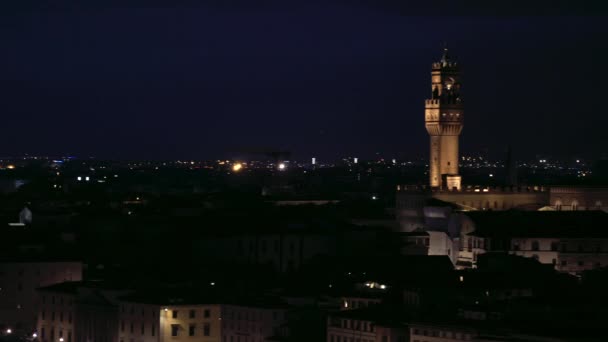 Panning Com Skyline Florença Com Palazzo Della Signoria Catedral Santa — Vídeo de Stock