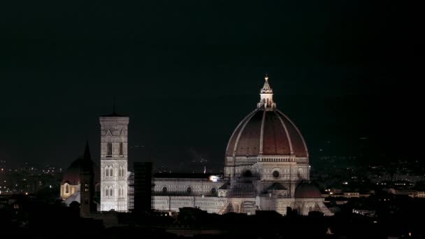 Skyline Florença Com Catedral Santa Maria Del Fiore Com Fogos — Vídeo de Stock