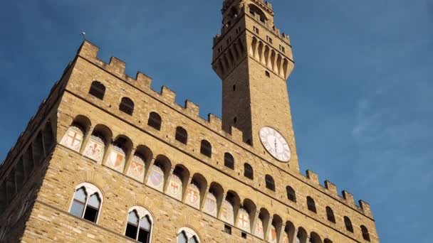 Inclinação Para Baixo Palazzo Vecchio Piazza Della Signoria Florença Itália — Vídeo de Stock