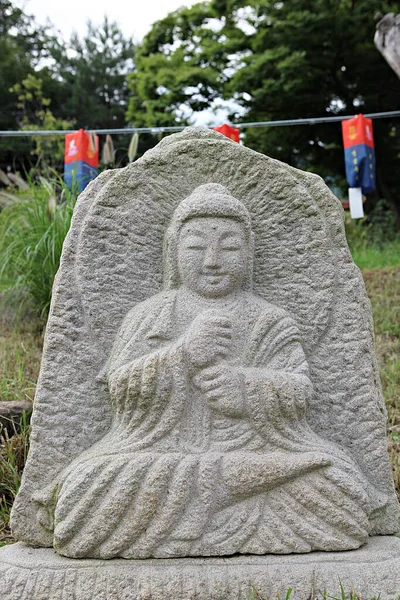 Est Une Statue Bouddha Dans Temple Coréen — Photo