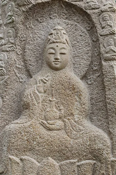 Est Une Statue Bouddha Dans Temple Coréen — Photo