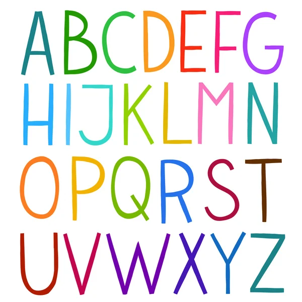 Farbenfroher handgezeichneter Vektor voller Alphabet. — Stockvektor