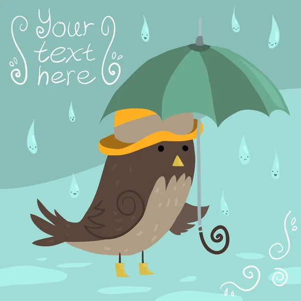 M. Sparrow avec parapluie . — Image vectorielle