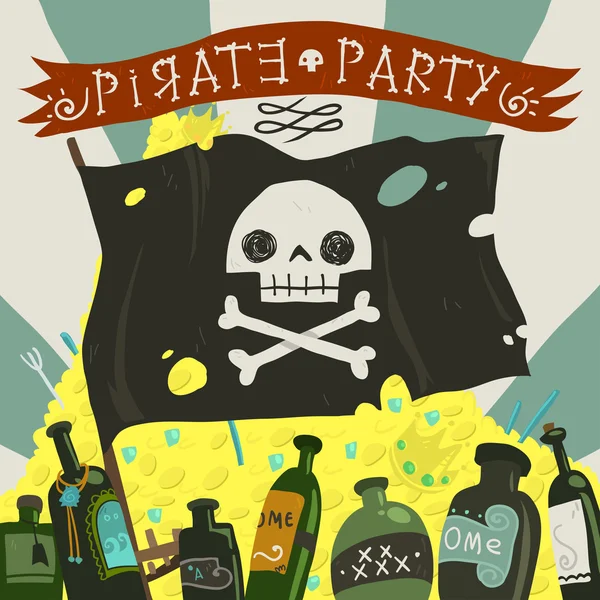 Cartão do partido pirata . — Vetor de Stock