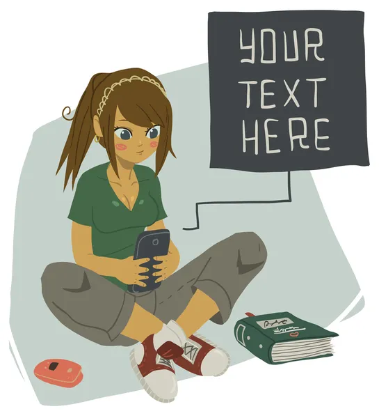 Dívka psaní SMS Stock Ilustrace
