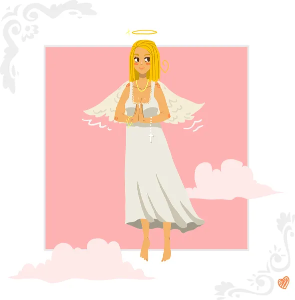 Angel chica tarjeta de felicitación . — Vector de stock