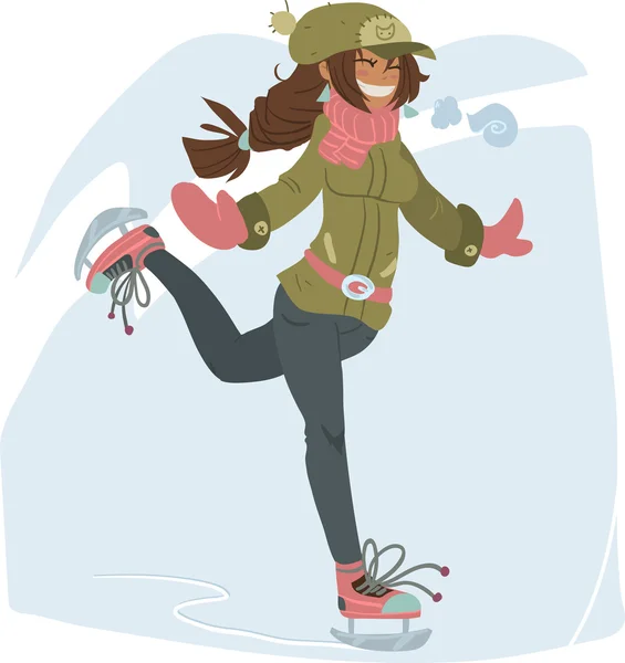 Chica en patines . — Vector de stock