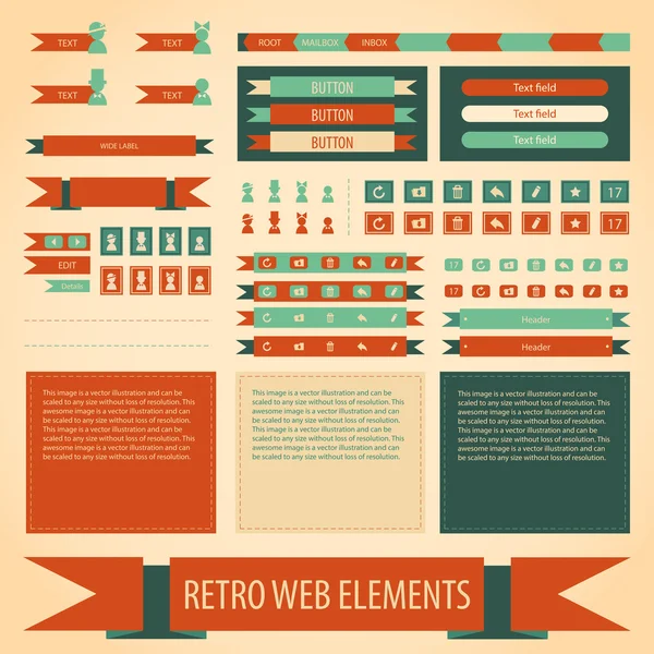 Vector retro vintage web elements set. — Stock Vector
