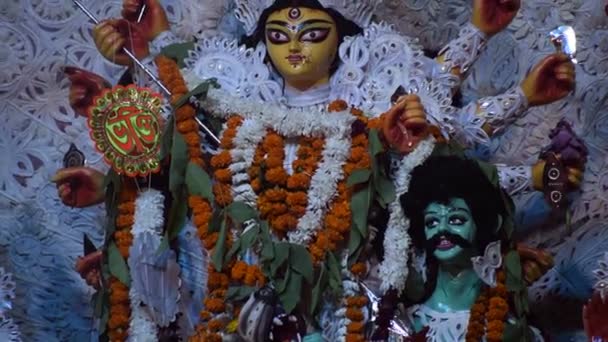 Durga Puja Eller Navratri Fest Kolkata Västbengalen Indien Dhunachi Bengalisk — Stockvideo