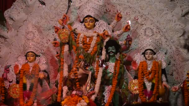 Durga Puja Navratri Viering Kolkata West Bengalen India Dhunachi Een — Stockvideo