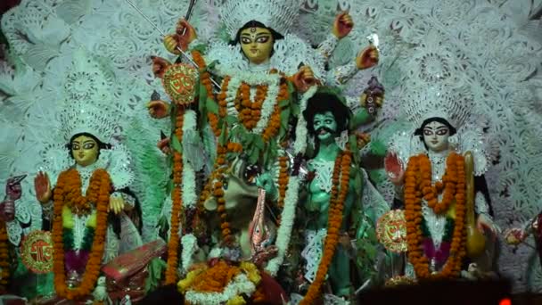 Puja Durga Celebración Navratri Kolkata Bengala Occidental India Dhunachi Quemador — Vídeo de stock