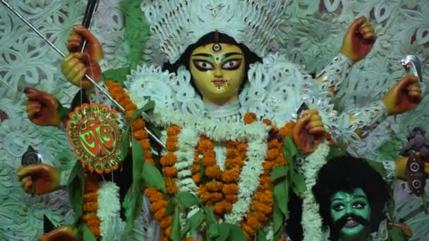Durga Puja Navratri Γιορτή Στην Καλκούτα Δυτική Βεγγάλη Ινδία Dhunachi — Αρχείο Βίντεο
