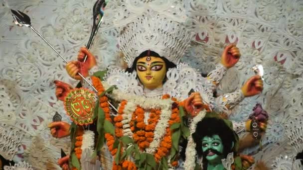 Durga Puja Oder Navratri Fest Kalkutta Westbengalen Indien Dhunachi Ist — Stockvideo