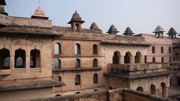 Hermosa Vista Orchha Palace Fort Raja Mahal Chaturbhuj Templo Jahangir — Vídeos de Stock