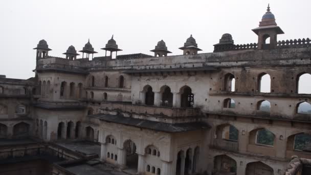 Beautiful View Orchha Palace Fort Raja Mahal Chaturbhuj Temple Jahangir — ストック動画